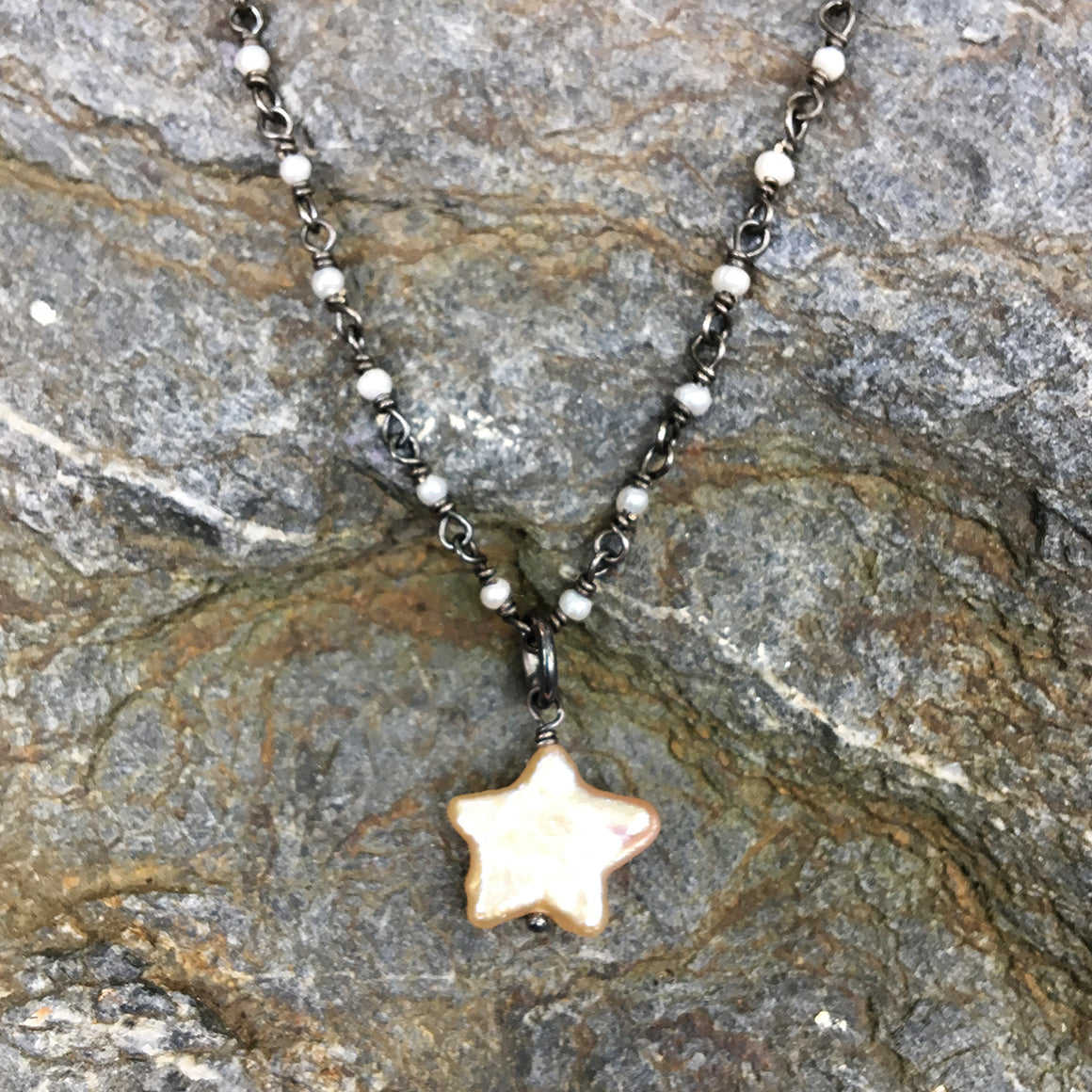 Pearl Star on Pearl Chain Necklace