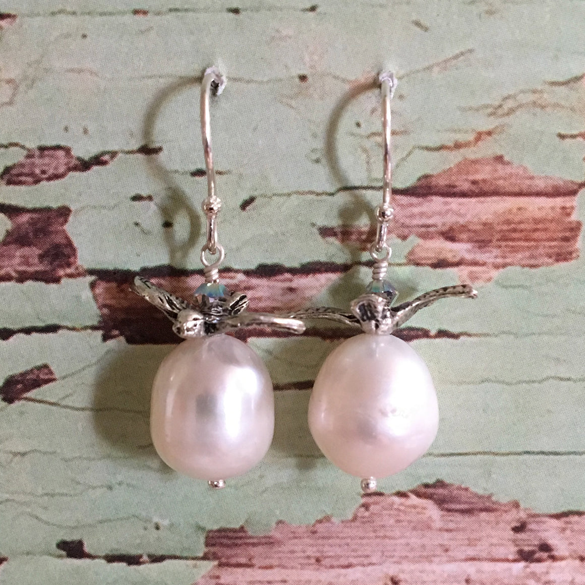 Pearl and Bird Earrings