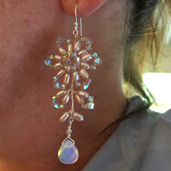 Pearl and Opalite Drop Earrings