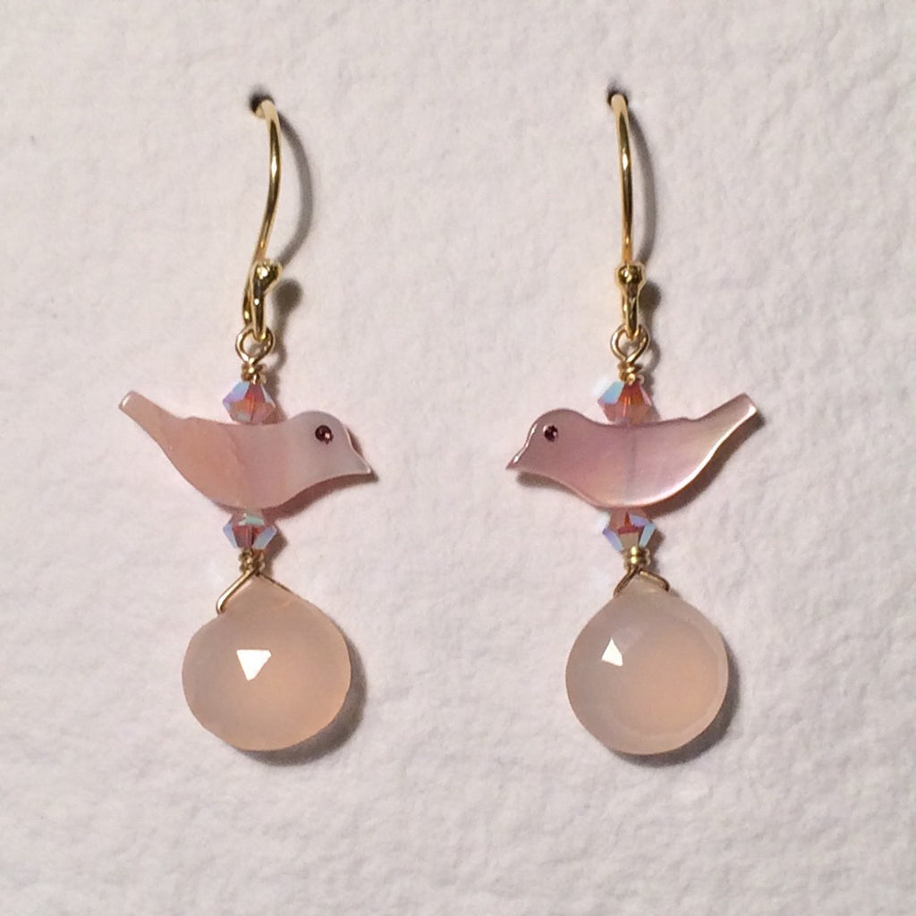 Pink Birds Short Earrings