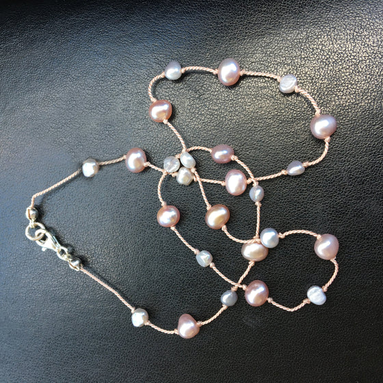 Pink and Grey Pearl Dotted Necklace