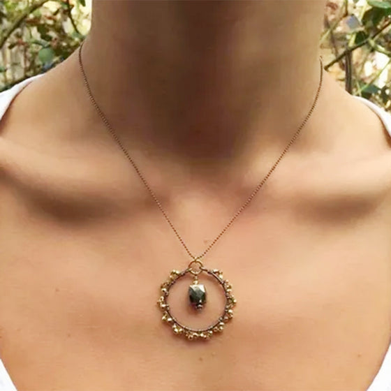 Pyrite Hoop on Chain Necklace