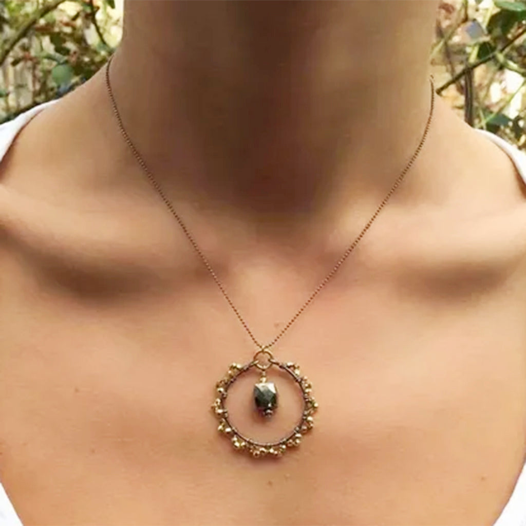 Pyrite Hoop on Chain Necklace