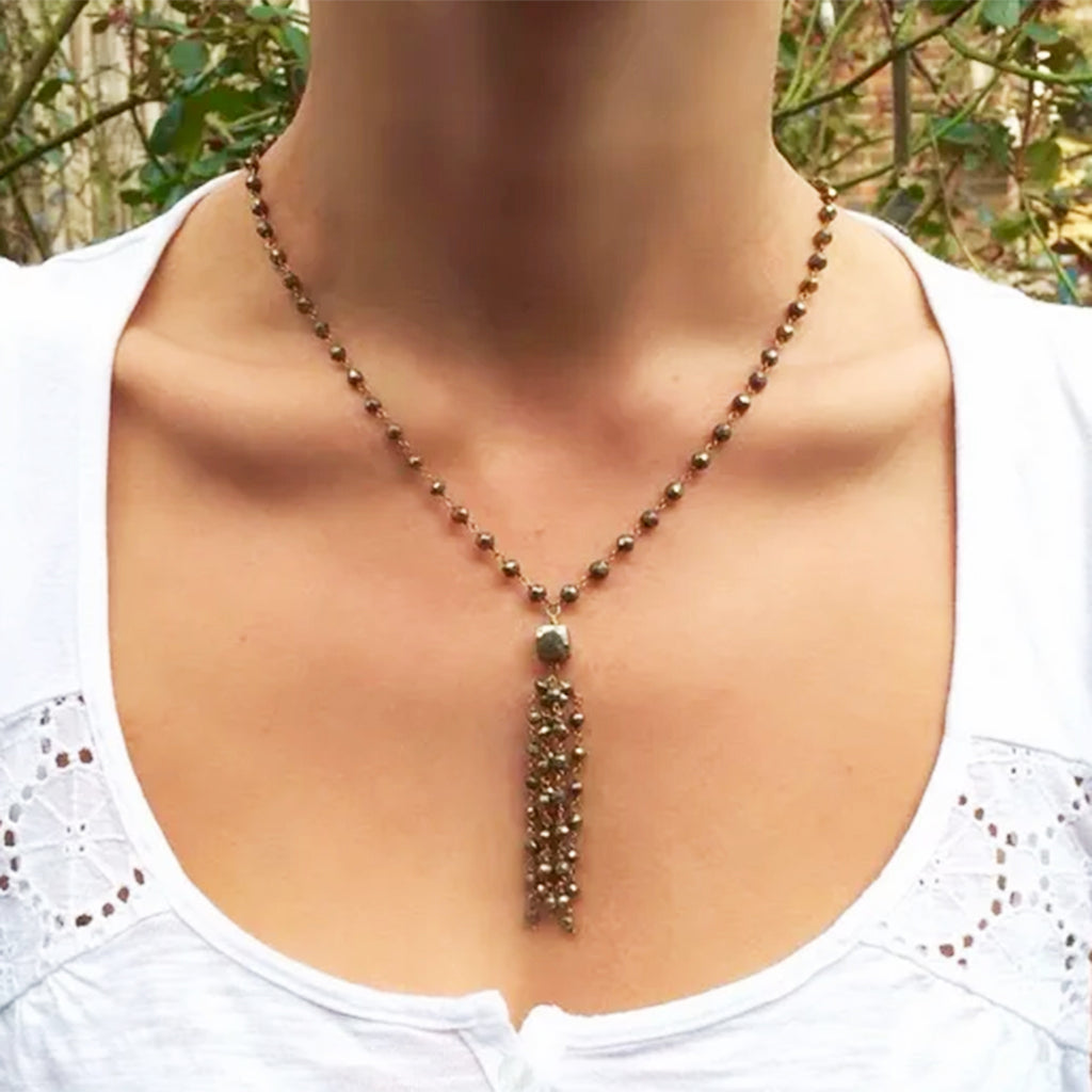 Pyrite Tassel Necklace