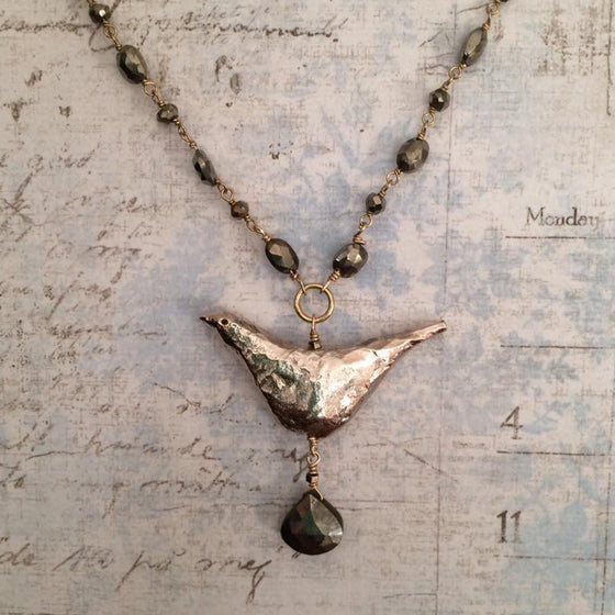 Pyrite Big Bird Necklace