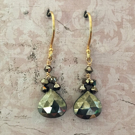 Pyrites Briolette Earrings