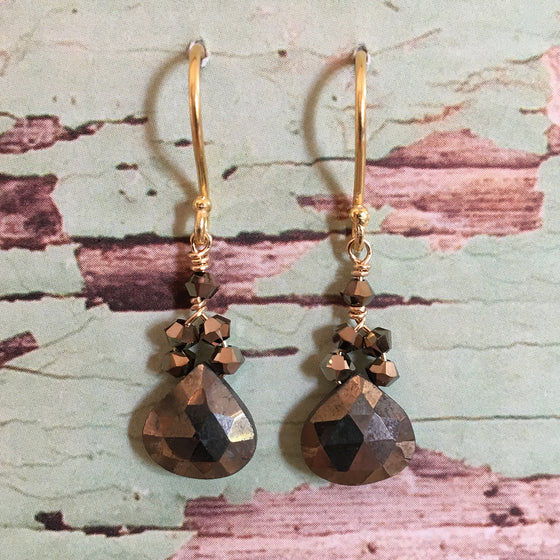 Pyrites and Crystal Earrings