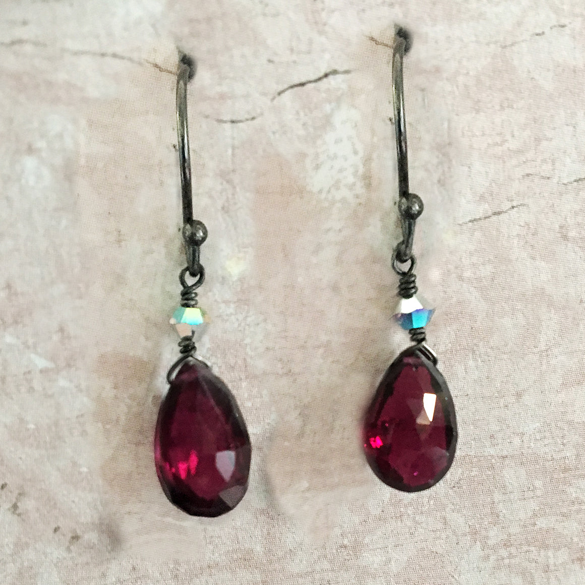 Rhodanite Garnet Briolette Earrings