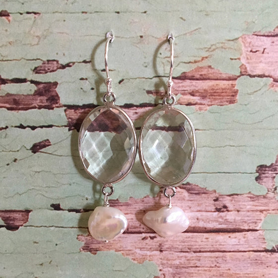 Rock Crystal and Pearl Earrings