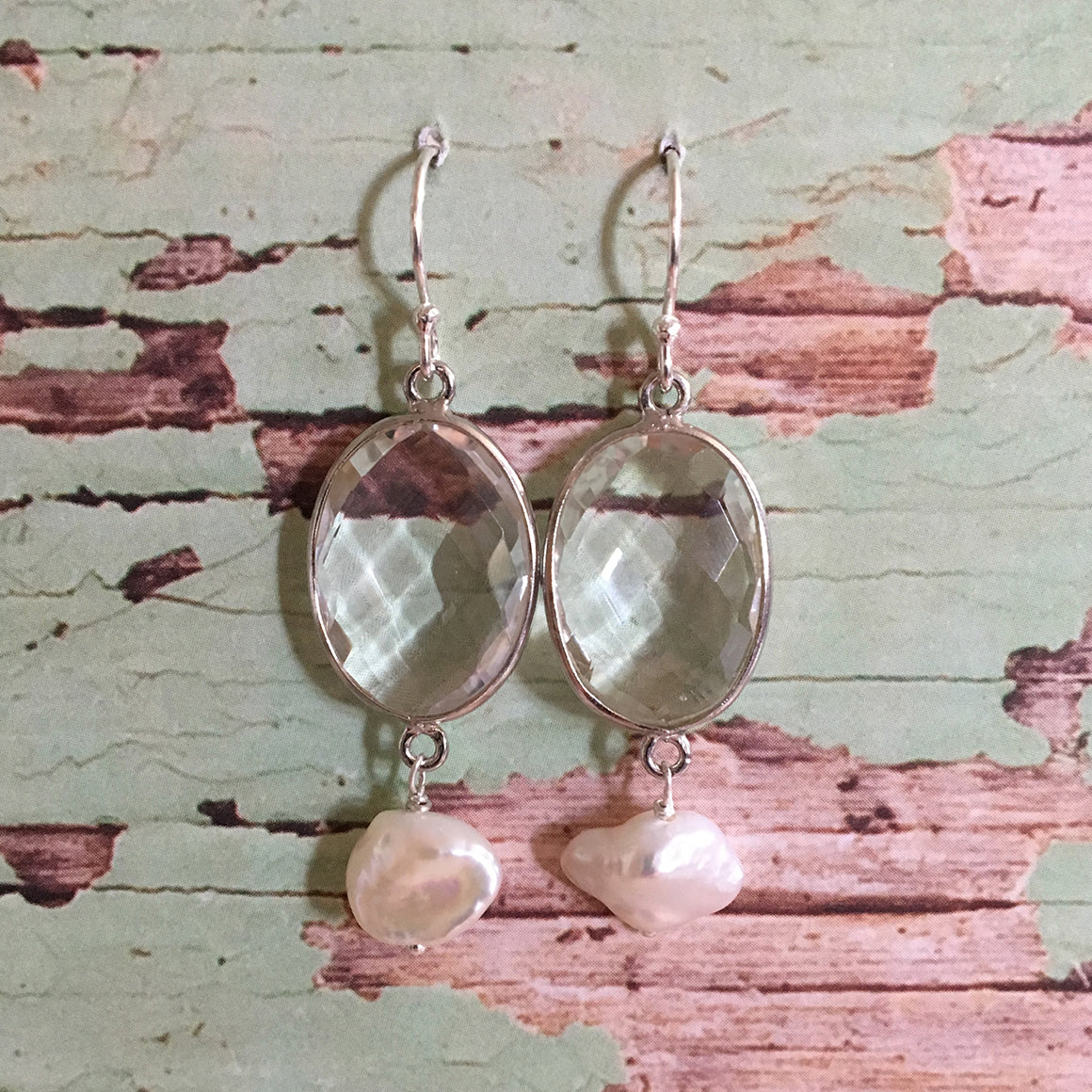 Rock Crystal and Pearl Earrings
