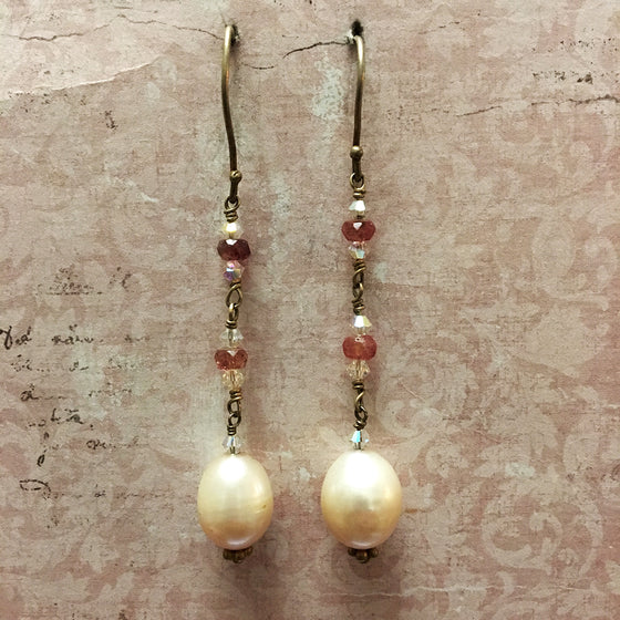 Ruby and Pearl Earrings