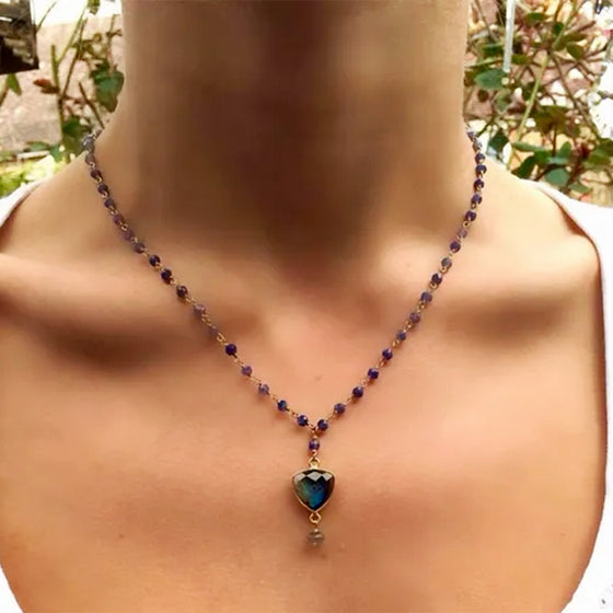 Sapphire and Labradorite Pendant Necklace
