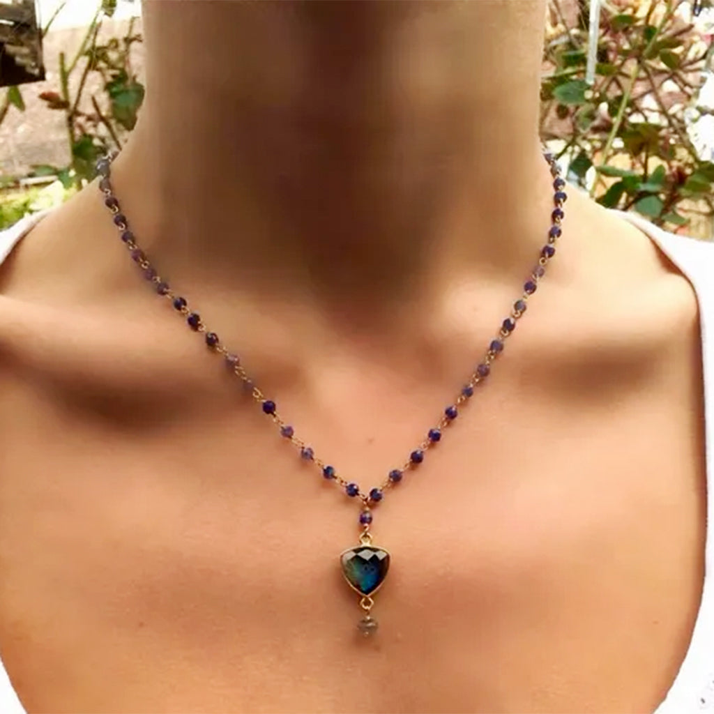 Sapphire and Labradorite Pendant Necklace
