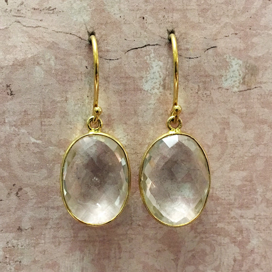 Set Faceted Rock Crystal Earrings
