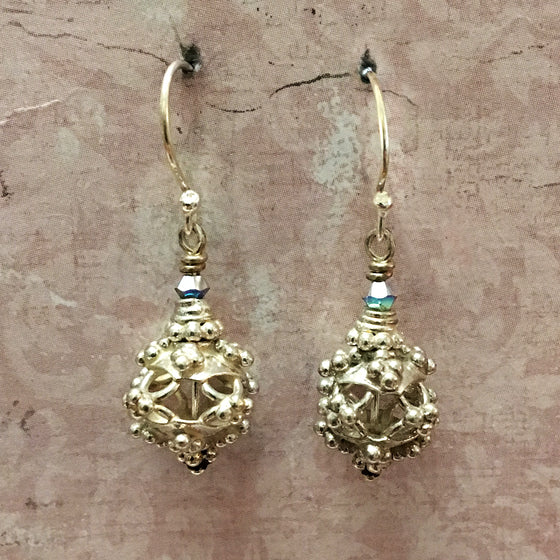 Silver Bali Bead Earrings
