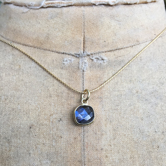 Small Faceted Squared Labradorite Pendant Necklace