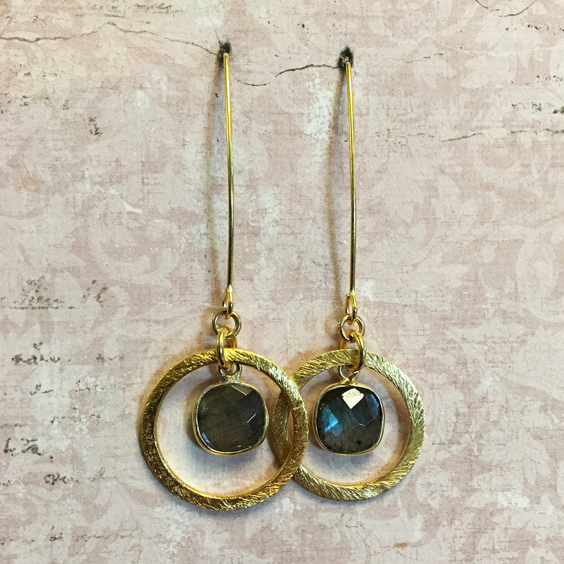 Small Halo Labradorite Earrings
