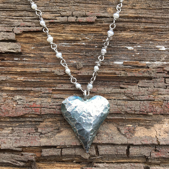 Small Oxidised Heart Necklace