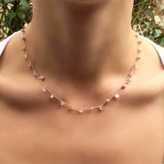 Soft Pink Crystal and Pearl Necklace