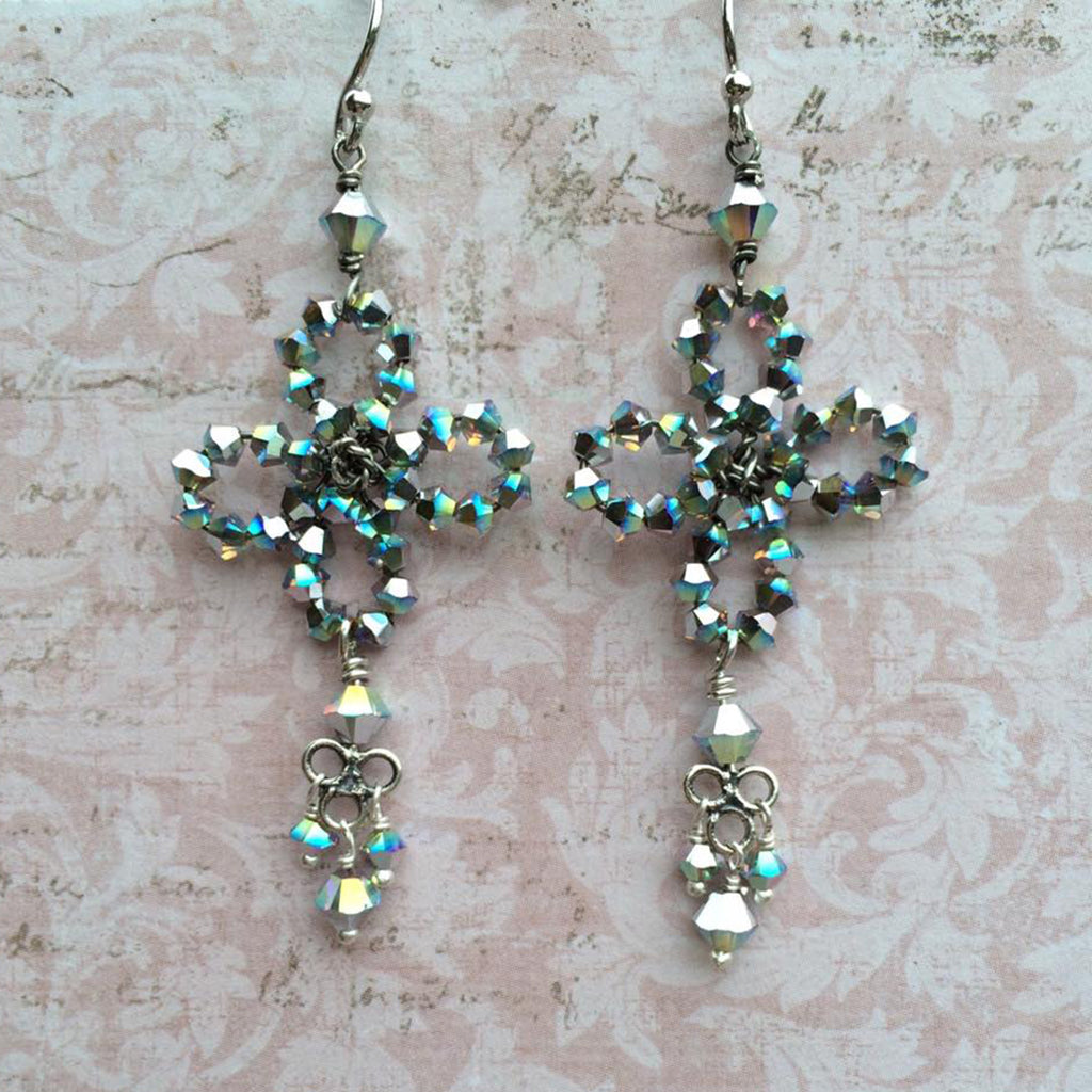 Swarovski Crystal 4-Petal Earrings with Droplets