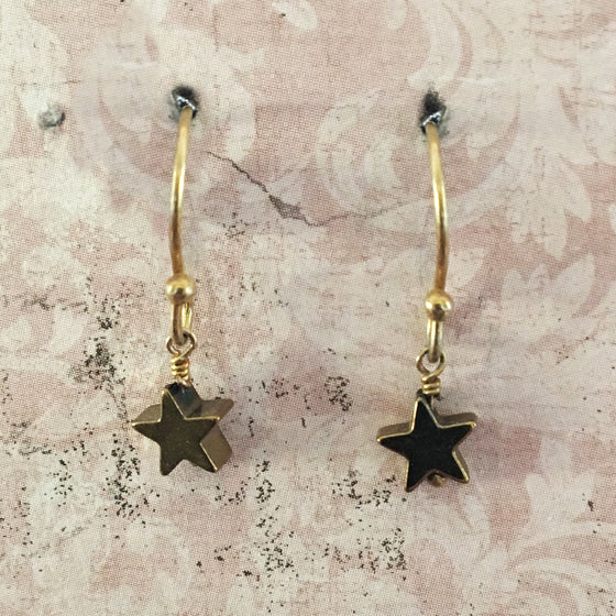 Tiny Haematite Star Earrings