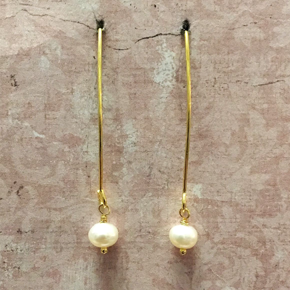 Tiny Pearl Arc Earrings