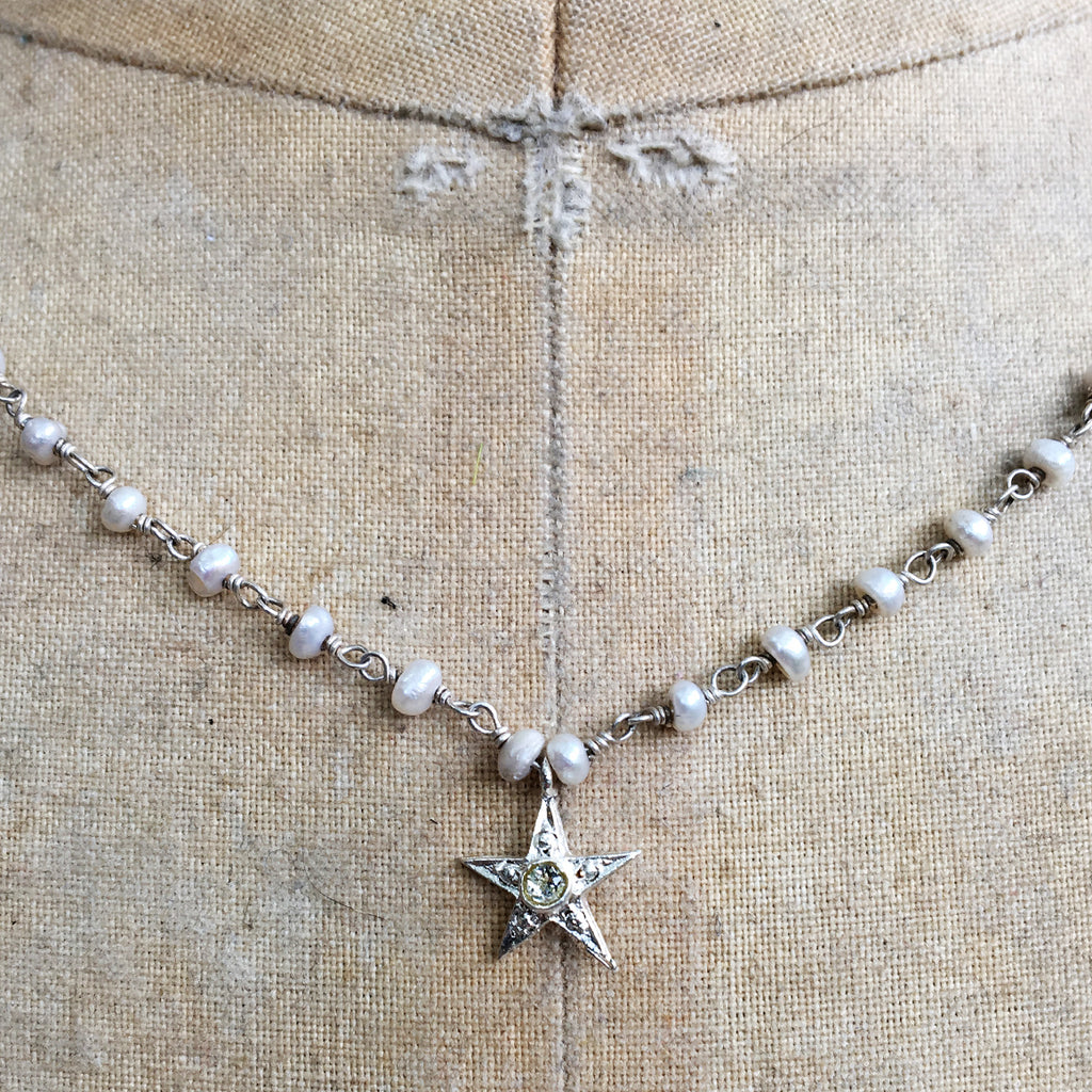 Tiny Star on Pearl Chain Necklace