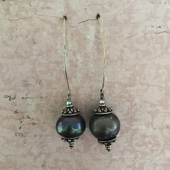 Top and Bottom Capped Pearl Earrings