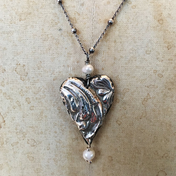 Vintage Silver Mirror Heart Necklace