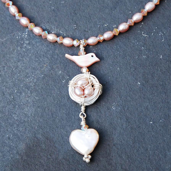 Pearl Bird Pink Necklace